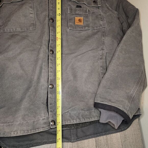 Vintage Carhartt Jacket Sherpa Lined Snap Up Hooded J284-GVL Gravel Mens Large - Picture 9 of 11